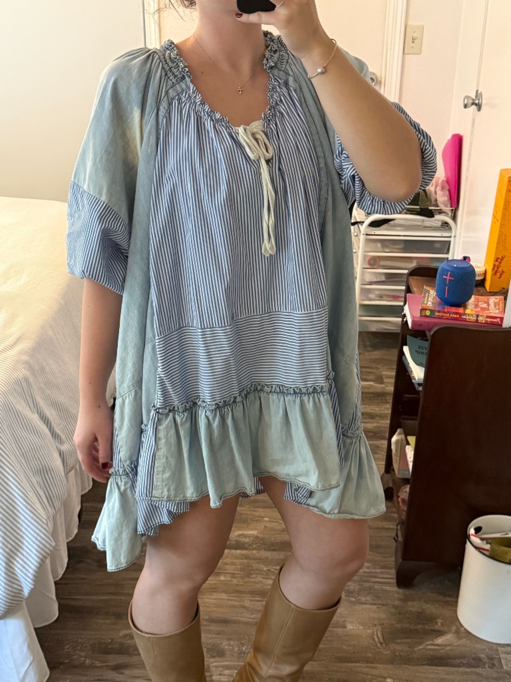 Free People Patchwork Blue Dress - Medium